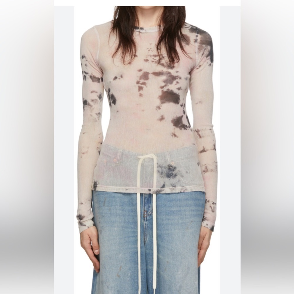 RAQUEL ALLEGRA OFF-WHITE COTTON T-SHIRT IN PSBLK PASTEL BLACK. NWT
